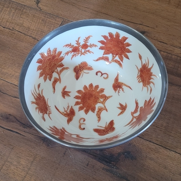 Vintage China Refugee Development Org Hong Kong Bowl Birds Butterfly Flower